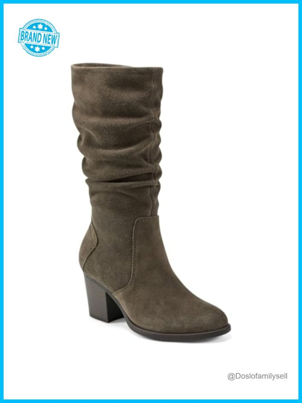 Suede Mid-Calf Equestrian Boots with Arch Support & Memory Foam